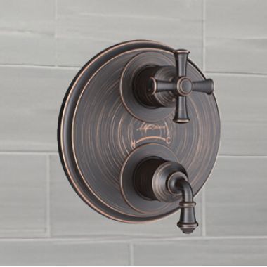 Click here to see American Standard T052740.278 American Standard Delancey 2-Handle Thermostatic Legacy Bronze Shower Valve Trim Kit, Less Valve - T052740.278