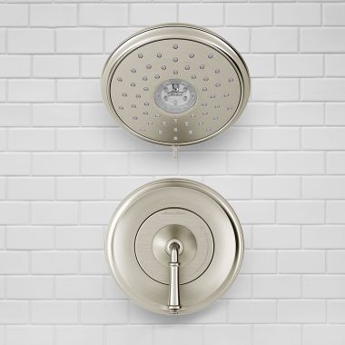 Click here to see American Standard TU052507.295 American Standard Delancey 4-Function Shower Faucet with Metal Lever Handle, 1.8 GPM, Brushed Nickel - TU052507.295