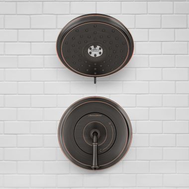 Click here to see American Standard TU052507.278 American Standard Delancey 4-Function Round Legacy Bronze Shower Only Trim, 1.8 GPM, WaterSense, ADA-Compliant - TU052507.278