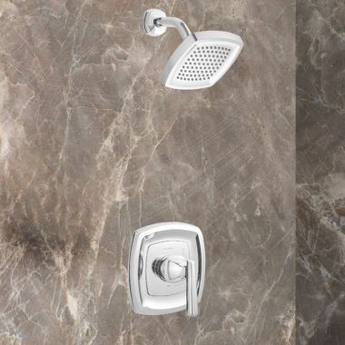 Click here to see American Standard TU018501.002 American Standard Edgemere Shower Faucet with Metal Lever Handle and Pressure Balance Cartridge, Trim Only, 2.5 GPM, Polished Chrome - TU018501.002