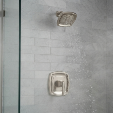 Click here to see American Standard TU018507.295 American Standard Edgemere Shower Only Trim With Metal Lever Handle And Pressure Balance Cartridge, 1.8 GPM, Brushed Nickel - TU018507.295