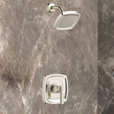 Click here to see American Standard TU018507.295 American Standard Edgemere Shower Faucet with Metal Lever Handle and Pressure Balance Cartridge, Trim Only, 1.8 GPM, Brushed Nickel - TU018507.295