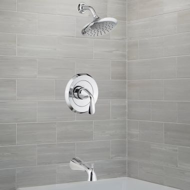 Click here to see American Standard TU186508.002 American Standard Fluent Polished Chrome Tub and Shower Trim Kit with Water-Saving Showerhead, Double Ceramic Pressure Balance Cartridge, Single Lever Handle, 1.8GPM - TU186508.002