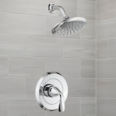 Click here to see American Standard TU186507.002 American Standard Fluent Shower Faucet with Metal Lever Handle and Pressure Balance Cartridge, Trim Only, 1.8 GPM, Polished Chrome - TU186507.002