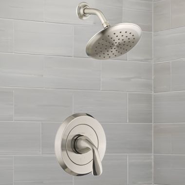 Click here to see American Standard TU186507.295 American Standard Fluent Shower Faucet with Metal Lever Handle and Pressure Balance Cartridge, Trim Only, 1.8 GPM, Brushed Nickel - TU186507.295