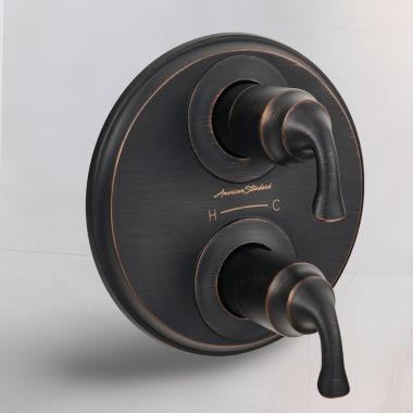 Click here to see American Standard T106740.278 American Standard Patience 8in Legacy Bronze Two-Handle Thermostatic Trim Kit with Separate Volume Control, Brass Casting - T106740.278