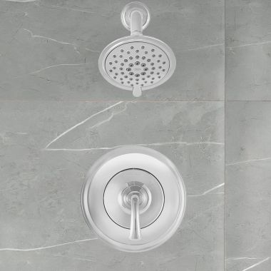 Click here to see American Standard TU106501.002 American Standard Patience Polished Chrome Shower Faucet, Trim Only, 2.5 GPM 5in 3-Function Showerhead with Cartridge - TU106501.002
