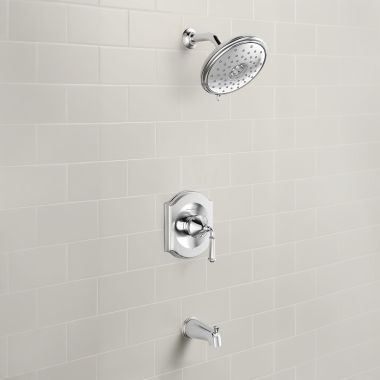 Click here to see American Standard TU415502.002 American Standard Portsmouth Chrome Tub and Shower Trim Kit with Water-Saving Showerhead, Double Ceramic Pressure Balance Cartridge, Single Lever Handle, 1.8GPM - TU415502.002