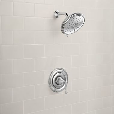 Click here to see American Standard TU420501.002 American Standard Portsmouth Polished Chrome Shower Faucet, Trim Only, 1.8 GPM 7in 3-Function Showerhead with Cartridge - TU420501.002