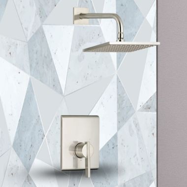 Click here to see American Standard TU184501.295 American Standard Times Square Shower Faucet with Square Rain Showerhead and Pressure Balance Cartridge, Trim Only, 2.5 GPM, Brushed Nickel - TU184501.295