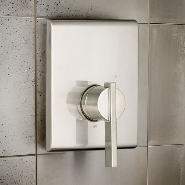 Click here to see American Standard TU184500.295 American Standard Times Square Brushed Nickel Pressure Balance Valve Only Trim, Double Ceramic Balance Cartridge With Lever Handle  - TU184500.295