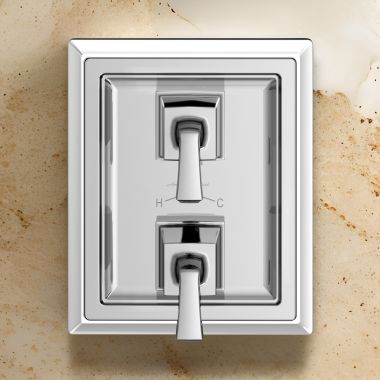 Click here to see American Standard T455740.002 American Standard Town Square S Chrome Pressure Balance Valve Only Trim, Double Ceramic Cartridge With Lever Handle - T455740.002