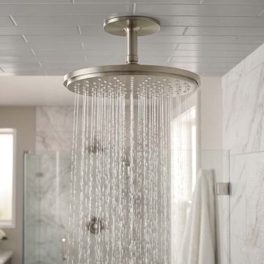 Click here to see Grohe 27814EN1 GROHE Rainshower Cosmopolitan 210 1.75 GPM 1-Spray Showerhead, 1/2