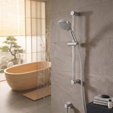 Click here to see Grohe 26076002 GROHE Tempesta Cosmopolitan 100 2-Spray Shower Rail Set, 1.75 GPM, StarLight Chrome - 26076002