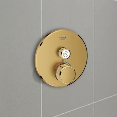 Click here to see Grohe 29136GN0 GROHE Grohtherm SmartControl 7.7 GPM Single-Function Thermostatic Trim, Brushed Cool Sunrise - 29136GN0 