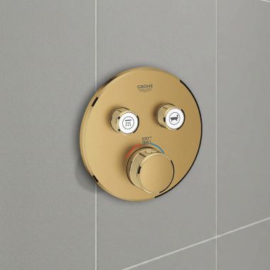 Click here to see Grohe 29137BE0 GROHE Grohtherm SmartControl 2-Function Thermostatic Valve Trim with Control Module, 7.7 GPM, Polished Nickel InfinityFinish - 29137BE0 