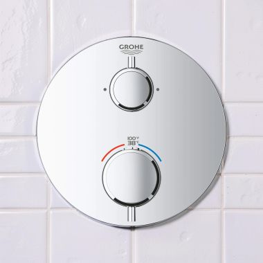 Click here to see  24133000 GROHE GROHTHERM Dual Function 2-Handle Thermostatic Valve Trim with Control Module, Chrome - 24133000