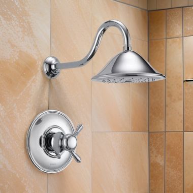 Click here to see Brizo T60210-PC Brizo Traditional TempAssure Two-Handle Shower Faucet with Single-Function Rain Showerhead, 1.75 GPM, Lever Handles, Polished Chrome - T60210-PC