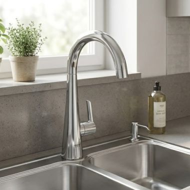 Click here to see Grohe 30026DC2 GROHE Zedra Single-Handle Beverage Faucet (Cold Water Only) with Filtration, SuperSteel InfinityFinish - 30026DC2