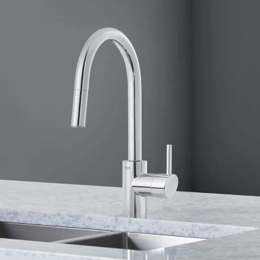 Click here to see  3134910E GROHE CONCETTO Single-Handle Dual-Spray Pull Down Kitchen Faucet, 1.5 GPM, StarLight Chrome - 3134910E 