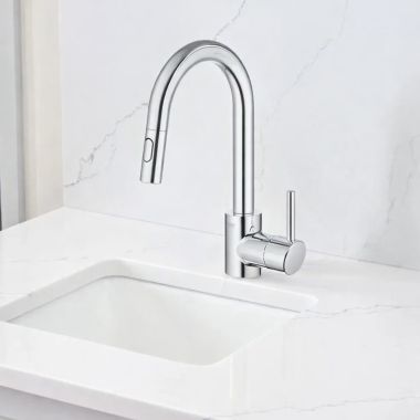 Click here to see  31479001 GROHE CONCETTO Single-Handle Pull-Down Bar Faucet, Chrome - 31479001