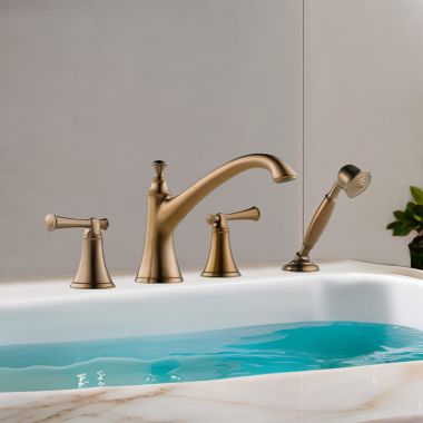 Click here to see Brizo T67405-BZLHP Brizo Baliza Roman Tub Faucet Trim with Hand Shower, ADA, Brilliance Brushed Bronze - T67405-BZLHP