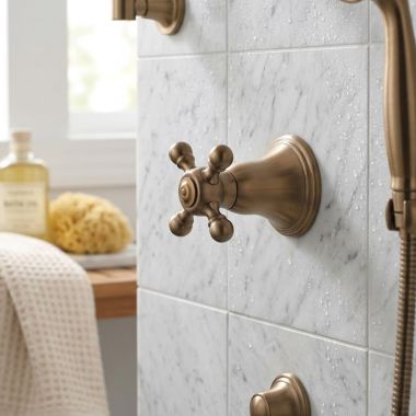 Click here to see Brizo T66638-BZ Brizo Tresa Sensori Volume Control Trim with Cross Handle, Brushed Bronze - T66638-BZ