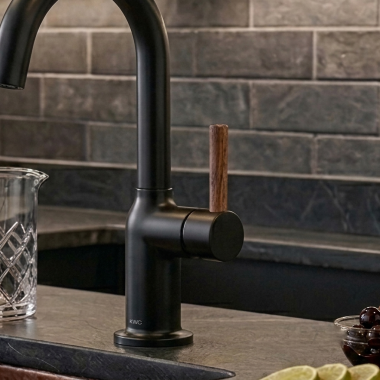 Click here to see  HLB177-BLWD Brizo Odin Bar Faucet Lever Handle Kit for 61065LF and 61075L F, ADA, Matte Black/ Wood - HLB177-BLWD