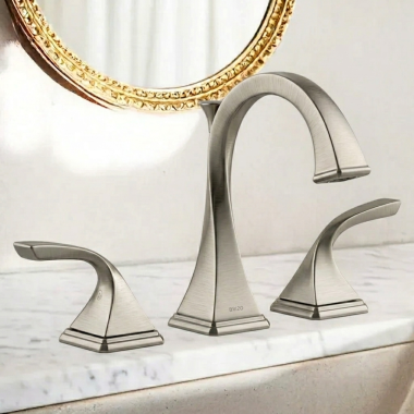 Click here to see  65330LF-BN-ECO Brizo Virage Two-Handle Widespread Bathroom Faucet With Metal Pop-Up, Three-Hole, 1.2 GPM, Brilliance Brushed Nickel - 65330LF-BN-ECO