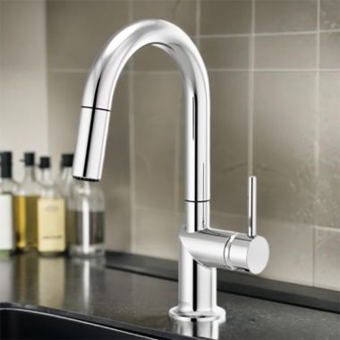 Click here to see Brizo 63975LF-PCLHP Brizo Odin Single Handle Pull-Down Bar Faucet with High-Arc Swivel Spout, MagneDock, Two Function, 1.8 GPM, Polished Chrome - 63975LF-PCLHP