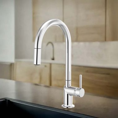 Click here to see  63075LF-PCLHP Brizo Odin Pull-Down Kitchen Faucet With Swivel Spout, DIAMOND Seal, Two-Function, 1.8 GPM, Polished Chrome - 63075LF-PCLHP