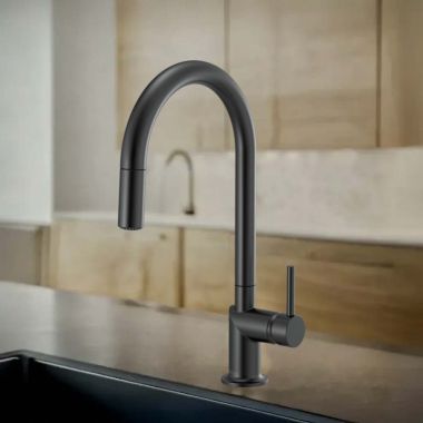 Click here to see  63075LF-BLLHP Brizo Odin Pull-Down Kitchen Faucet With Swivel Spout, DIAMOND Seal, Two-Function, 1.8 GPM, Matte Black - 63075LF-BLLHP