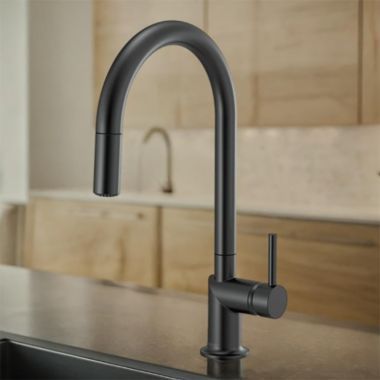 Click here to see Brizo 63075LF-BLLHP Brizo Odin Single Handle Pull-Down Kitchen Faucet with Swivel Spout, MagneDock, DIAMOND Seal, Two Function, 1.8 GPM, Matte Black - 63075LF-BLLHP