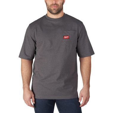Click here to see Milwaukee 601G-M Milwaukee Medium Gray 601 Short Sleeve Heavy Duty Pocket T-Shirt with Sun Protection and Anti-Microbial Treatment - 601G-M