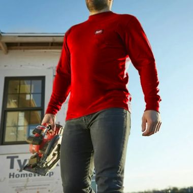 Click here to see Milwaukee 602R-L Milwaukee Large Red Heavy Duty Pocket T-Shirt with Sun Protection, Tagless Neck Label, and Anti-microbial Treatment, Long Sleeve - 602R-L