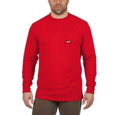 Click here to see Milwaukee 602R-3X Milwaukee 3XL Red Heavy Duty Pocket T-Shirt with Sun Protection, Tagless Neck Label, and Anti-microbial Treatment, Long Sleeve - 602R-3X