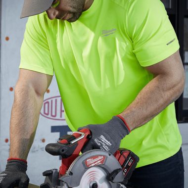 Click here to see Milwaukee 414HV-3X Milwaukee High Visibility 3XL WORKSKIN Lightweight Performance Shirt, Short Sleeve with Sun Protection and Anti-microbial Treatment - 414HV-3X