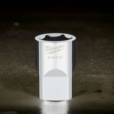 Click here to see Milwaukee 45-34-9119 Milwaukee 18mm Metric 6-Point Socket with 1/2