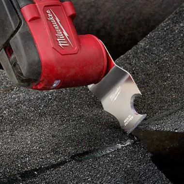 Click here to see Milwaukee 49-25-2221 Milwaukee Stainless Steel Universal Fit 3-in-1 Cutting/Scraper Multi-Tool Oscillating Blade with OPEN-LOK anchor, 1-Piece - 49-25-2221