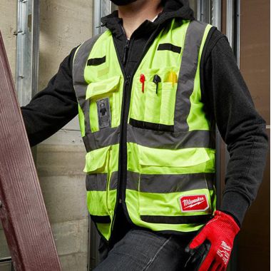 Click here to see Milwaukee 48-73-5084 Milwaukee 4XL/5XL (CSA) Class 2 High Visibility Yellow Performance Safety Vest with 15 Pockets - 48-73-5084 