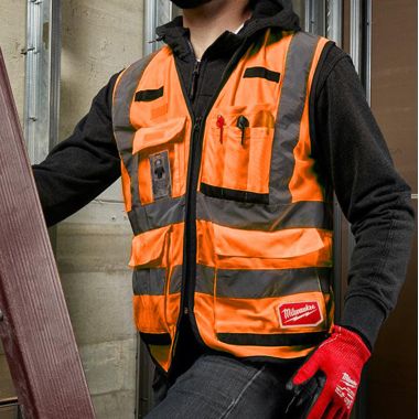 Click here to see Milwaukee 48-73-5094 Milwaukee 4XL/5XL (CSA) Class 2 High Visibility Orange Performance Safety Vest with 15 Pockets - 48-73-5094 