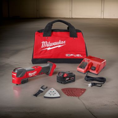 Click here to see Milwaukee 2836-21 Milwaukee M18 FUEL Cordless Brushless Oscillating Multi-Tool Kit with one 5.0 Ah Battery, Charger and Tool Bag - 2836-21