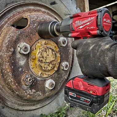 Click here to see Milwaukee 2962P-22R Milwaukee M18 FUEL 18V Lithium-Ion Brushless Cordless 1/2in Mid-Torque Impact Wrench with Pin Detent Kit, Resistant Batteries - 2962P-22