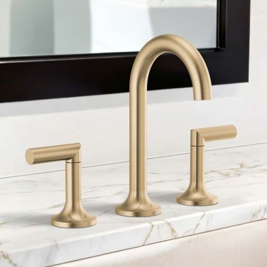 Click here to see  65375LF-GLLHP-ECO Brizo Odin Two-Handle Widespread Bathroom Faucet, 1.2 GPM, Less Handles, Brilliance Luxe Gold, Less Handles - 65375LF-GLLHP-ECO