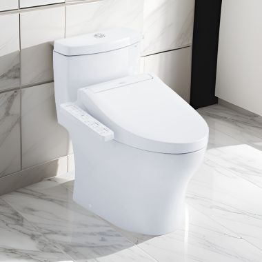 Click here to see Toto MW6463074CEMFG#01 TOTO Aquia IV WASHLET+ One-Piece Toilet with C2 Bidet Seat, 1.28/0.8 GPF, Cotton White - MW6463074CEMFG#01