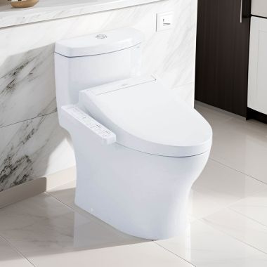 Click here to see Toto MW6463074CUMFG#01 TOTO Aquia IV 1G WASHLET+ One-Piece Toilet with C2 Bidet Seat, 1.0/0.8 GPF, Cotton White - MW6463074CUMFG#01