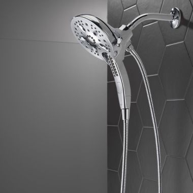 Click here to see Delta 58620-25-PK Delta In2ition H2Okinetic Three-Setting Touch-Clean Two-In-One Shower Head with Hand Shower, Magnatite Docking, 2.5 GPM, Chrome - 58620-25-PK
