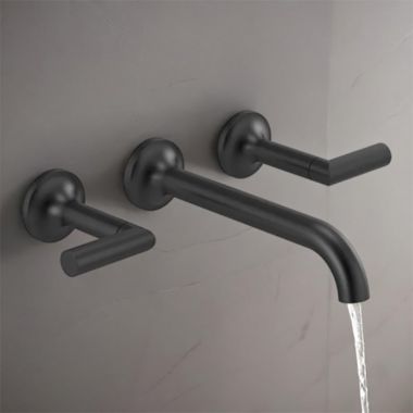 Click here to see Brizo T65875LF-BLLHP Brizo Odin Two-Handle Bathroom Faucet, Less Handles and Drain, Wall-Mount, 1.5 GPM, Matte Black - T65875LF-BLLHP