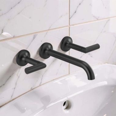 Click here to see  T65875LF-BLLHP Brizo Odin Two-Handle Wall-Mount Bathroom Faucet, 1.5 GPM, WaterSense, Matte Black - T65875LF-BLLHP