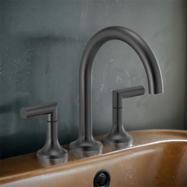 Click here to see Brizo T67375-BLLHP Brizo Odin Two-Handle Roman Tub Faucet Trim, 3-Hole, Arc-Spout, 1.75 GPM, WaterSense, Matte Black - T67375-BLLHP